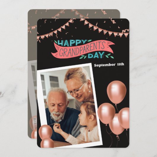 カラフル祖父母の日 招待状 (正面/裏面)