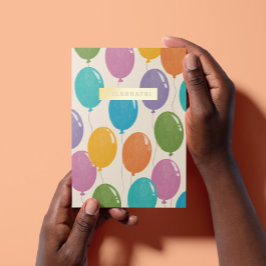 カラフル祝誕生日 箔グリーティングカード