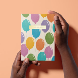 カラフル祝誕生日 箔グリーティングカード