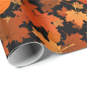 カラフル秋のメ葉ジのとカボチャのパターン ラッピングペーパー (ロールコーナー)