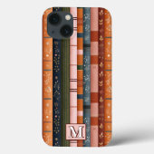 カラフル秋ストライプのモノグラム電話ケース Case-Mate iPhoneケース (裏面)