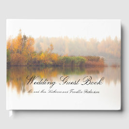 カラフル秋ツリーズ素朴ウォータ結婚フロント ゲストブック