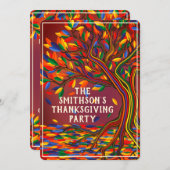 カラフル秋ファンキーツリー感謝祭Meetupパーティー 招待状 (正面/裏面)