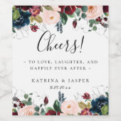 カラフル秋フローラフレ結婚ーム ワインラベル (シングルラベル)