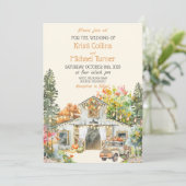 カラフル秋ホワ素朴イトバーン結婚式招待状 招待状 (スタンド正面)
