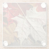 カラフル秋メープル葉浮動 ガラスコースター (裏面)