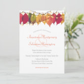 カラフル秋リーフ弦ラ結婚イト式 招待状 (スタンド正面)