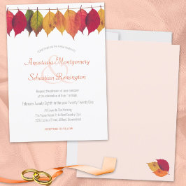 カラフル秋リーフ弦ラ結婚イト式 招待状