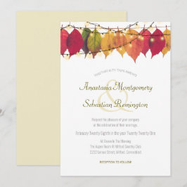 カラフル秋リーフ弦ラ結婚イト式 招待状