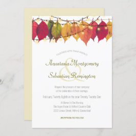 カラフル秋リーフ弦ラ結婚イト式 招待状