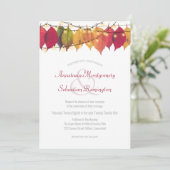 カラフル秋リーフ弦ラ結婚イト式 招待状 (スタンド正面)