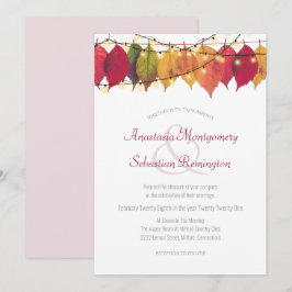 カラフル秋リーフ弦ラ結婚イト式 招待状