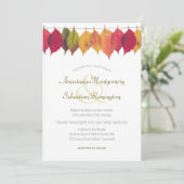 カラフル秋リーフ結婚ミニマル式 招待状 (スタンド正面)