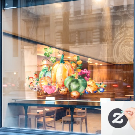 カラフル秋収穫表示配列 ウィンドウサイン (カフェ窓)