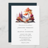 カラフル秋秋フォレストマウンテン結婚ズ 招待状 (正面/裏面)