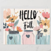 カラフル秋花柄スクラップブック紙 (正面/裏面)