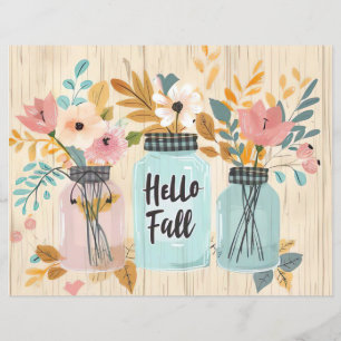 カラフル秋花柄スクラップブック紙