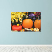 カラフル秋飾りカボチャ キャンバスプリント (インサイチュ (ウッドフロア))