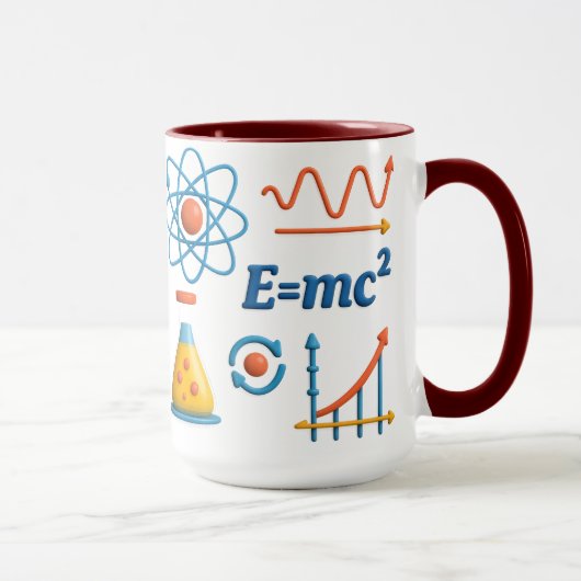 カラフル科学と物理学の陶器マグカップ マグカップ (右)