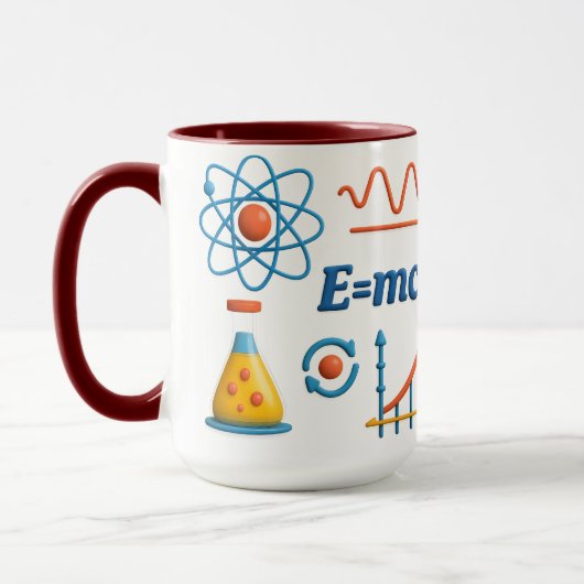 カラフル科学と物理学の陶器マグカップ マグカップ (左)
