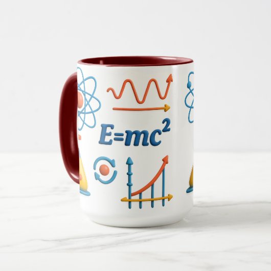 カラフル科学と物理学の陶器マグカップ マグカップ (正面左)