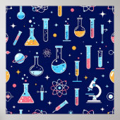 カラフル科学ラボパターン モダンケミストリー ポスター (正面)