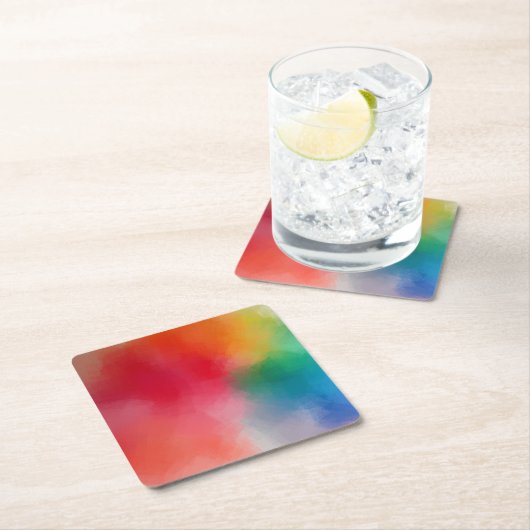 カラフル空白のエレガントテンプレートカスタム スクエアペーパーコースター (インサイチュ)