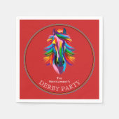 カラフル競走馬ダービーパーティー赤 スタンダードカクテルナプキン (正面)