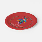 カラフル競走馬ダービーパーティー赤 ペーパープレート (アングル)