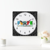 カラフル笛 スクエア壁時計 (ホーム)