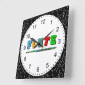 カラフル笛 スクエア壁時計 (傾斜)