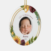 カラフル第1回クリスマスフォトサンフラワー&バーガンディ セラミックオーナメント (右)