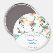 カラフル第21ハッピーバースデー花 マグネット (正面/裏面)