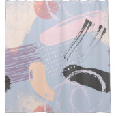 カラフル筆アート組成 シャワーカーテン (正面)