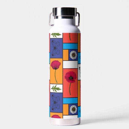 カラフル箱のケシ ウォーターボトル (正面)