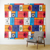 カラフル箱のケシ タペストリー (インサイチュ(横))