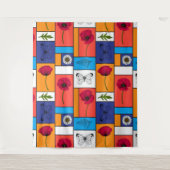 カラフル箱のケシ タペストリー (正面)