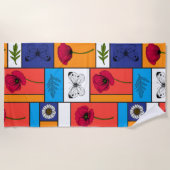 カラフル箱のケシ ビーチタオル (正面)