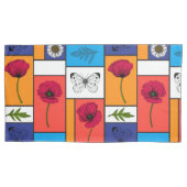 カラフル箱のケシ 枕カバー (正面左)