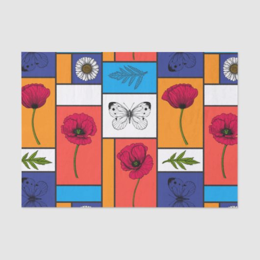 カラフル箱のケシ 薄葉紙 (正面)