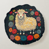 カラフル糸円枕の羊 ラウンドクッション (裏面)