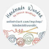 カラフル糸玉編み物針ギフトラベル... ラウンドシール (正面)