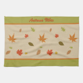 カラフル紅葉とカスタム文字 キッチンタオル (横)