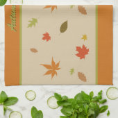 カラフル紅葉とカスタム文字 キッチンタオル (折り畳み)