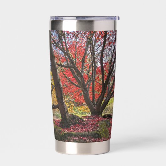 カラフル紅葉と樹木の風景 保温保冷タンブラー (左面)