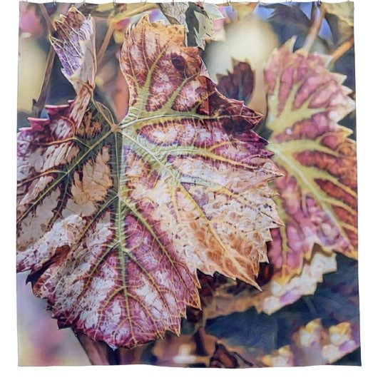 カラフル紅葉と紅葉水色 シャワーカーテン (正面)