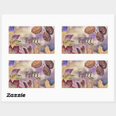 カラフル紅葉と紅葉水色 長方形シール (シート)