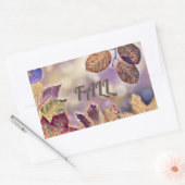 カラフル紅葉と紅葉水色 長方形シール (封筒)