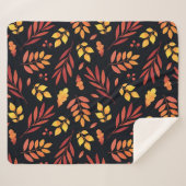 カラフル紅葉の水彩パターン シェルパブランケット (正面(横))