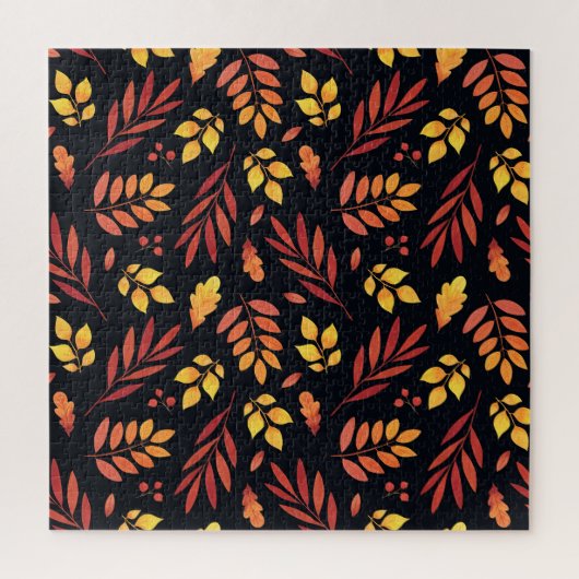 カラフル紅葉の水彩パターン ジグソーパズル (縦)